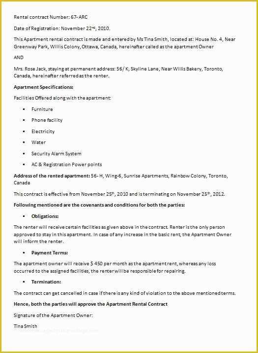 Renting Contract Template Free Of Free Contract Templates Word Pdf Agreements