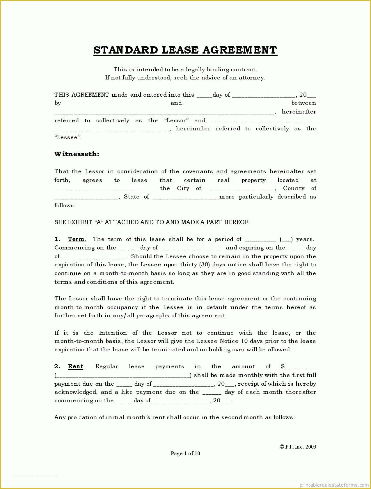 Renting Contract Template Free Of Free Rental Agreements to Print