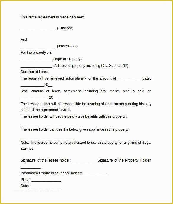 Renting Contract Template Free Of Sample Rental Agreement Letter Template 12 Free