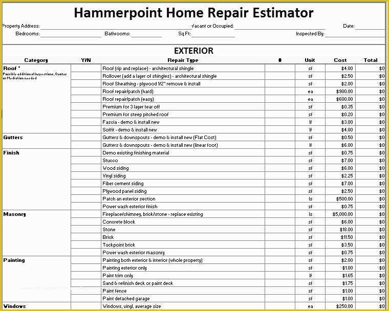 Repair Estimate form Template Free Of 12 Free Sample Home Repair Estimate Templates Printable