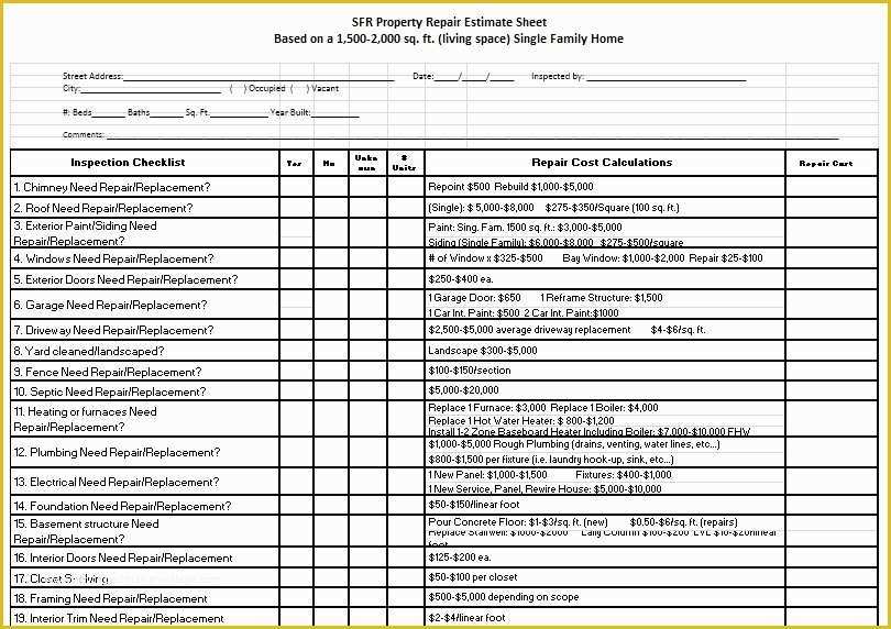 Repair Estimate form Template Free Of 12 Free Sample Home Repair Estimate Templates Printable