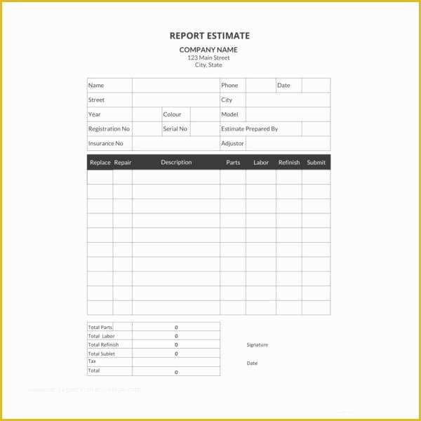 Repair Estimate form Template Free Of 20 Repair Estimate Templates Word Excel Pdf