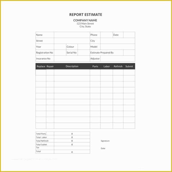 Repair Estimate form Template Free Of 20 Repair Estimate Templates Word Excel Pdf