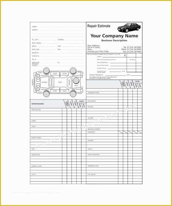 Repair Estimate form Template Free Of 20 Repair Estimate Templates Word Excel Pdf