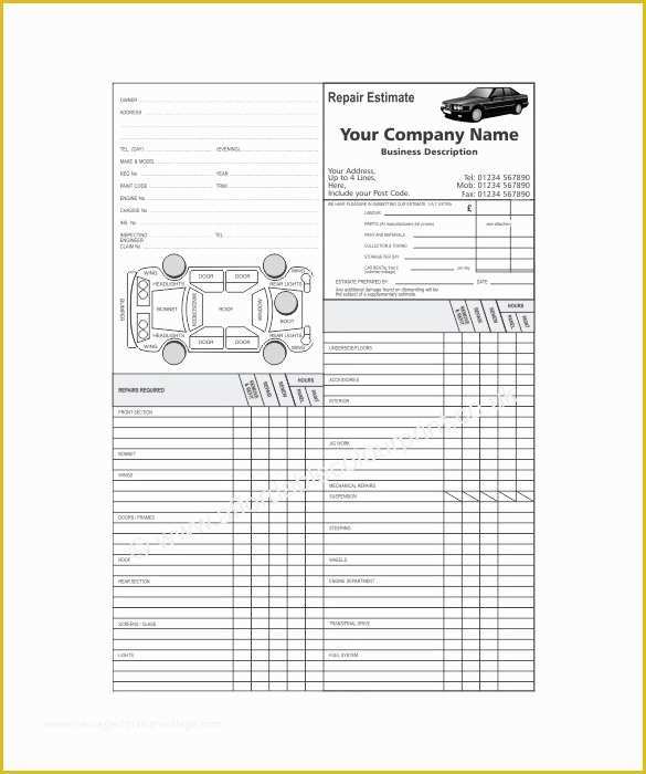 Repair Estimate form Template Free Of 20 Repair Estimate Templates Word Excel Pdf