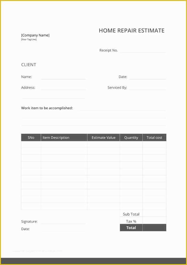 Repair Estimate form Template Free Of 20 Repair Estimate Templates Word Excel Pdf