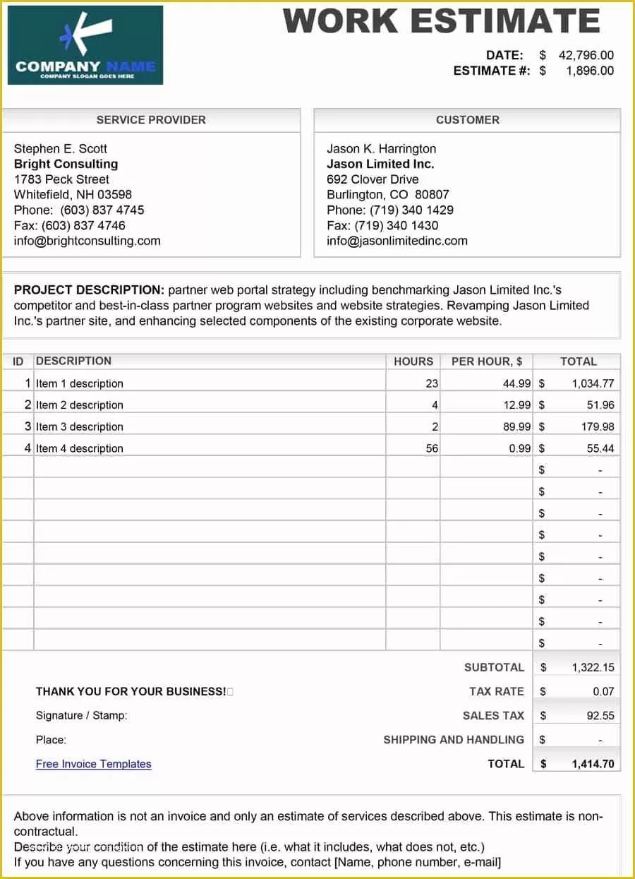 46 Repair Estimate form Template Free