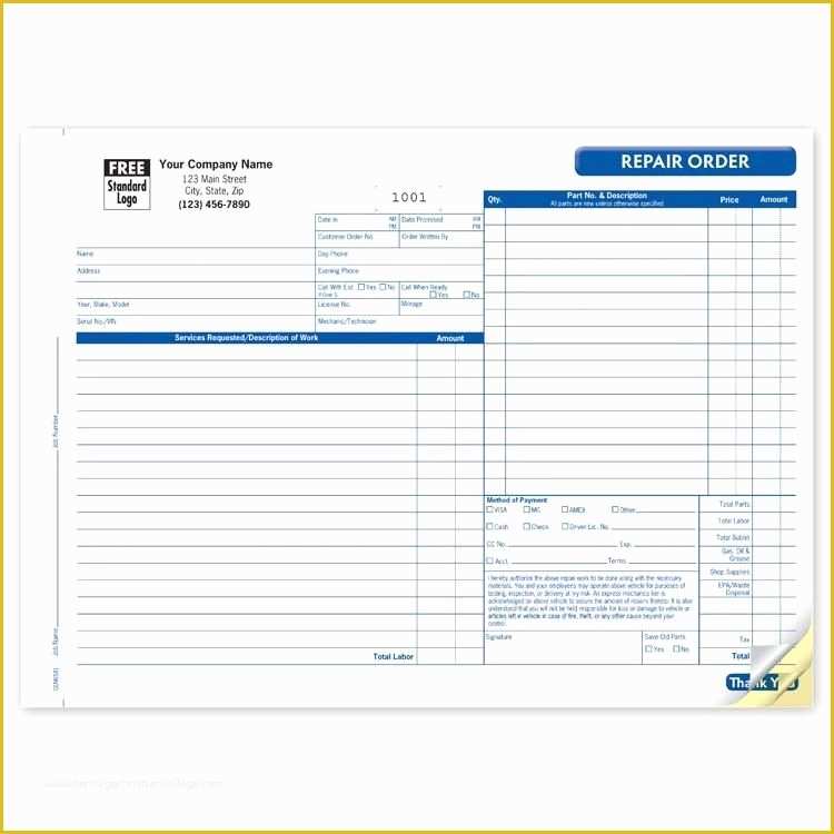 Repair Estimate form Template Free Of Automotive Repair Invoice form