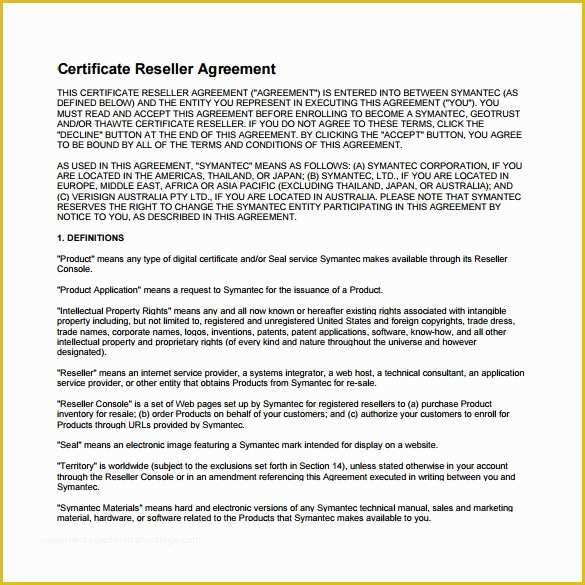 Reseller Agreement Template Free Download Of 8 Sample Free Reseller Agreement Templates to Download