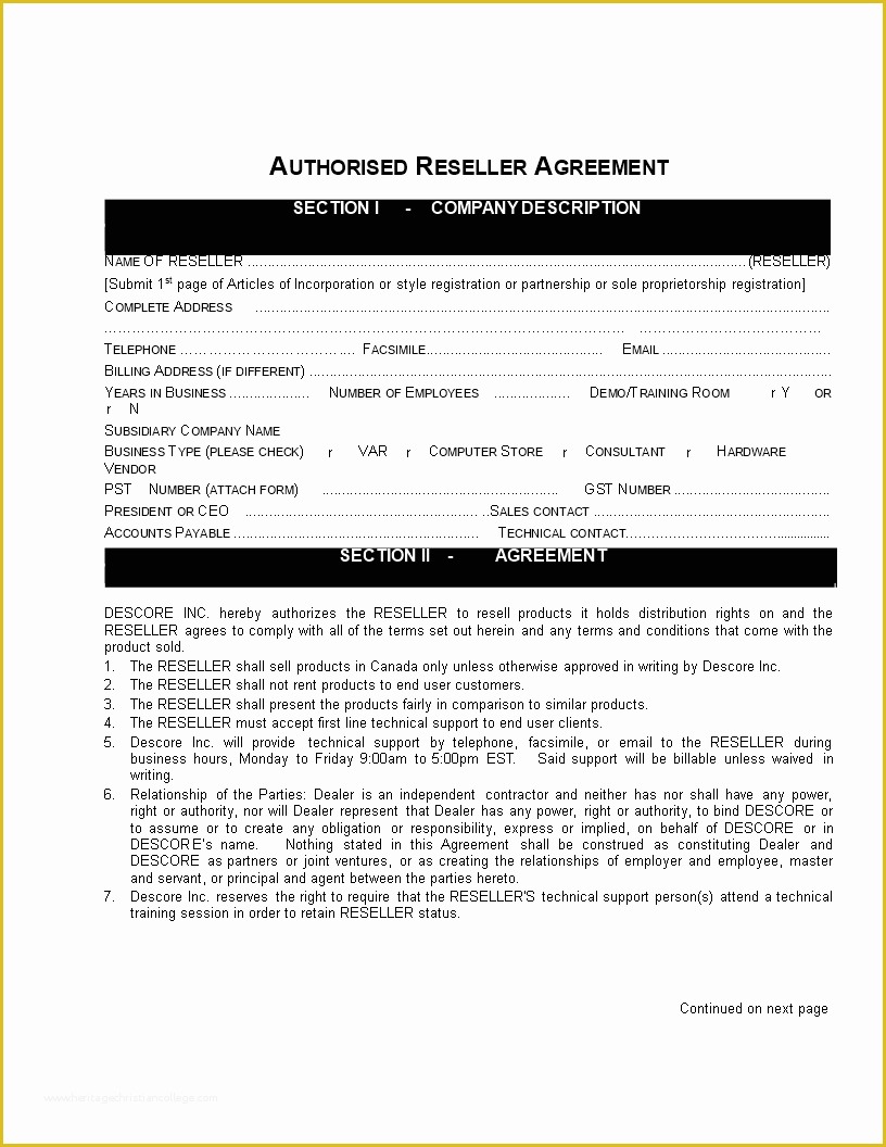Reseller Agreement Template Free Download Of 免费 Reseller Contract Agreement Sample
