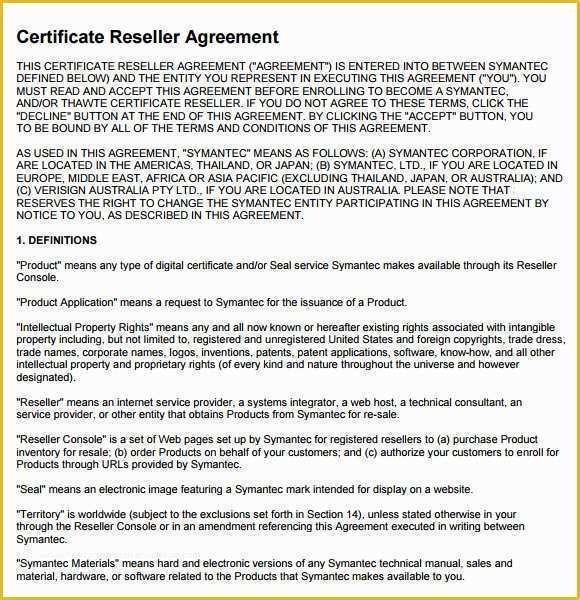 Reseller Agreement Template Free Download Of Reseller Agreement 8 Free Samples Examples format