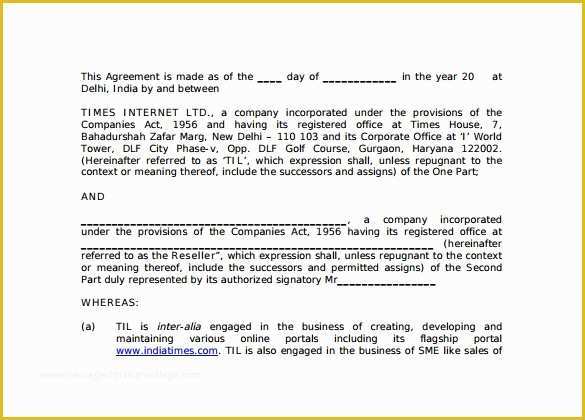 Reseller Agreement Template Free Download Of Sample Reseller Agreement Template –9 Free Documents In Pdf