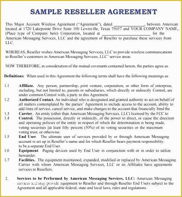 Reseller Agreement Template Free Of Agreement Template Examples Design Ideas software as A