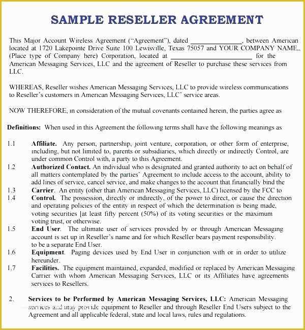 Reseller Agreement Template Free Of Agreement Template Examples Design Ideas software as A