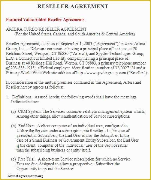 Reseller Agreement Template Free Of Awesome Reseller Agreement Template Free Download
