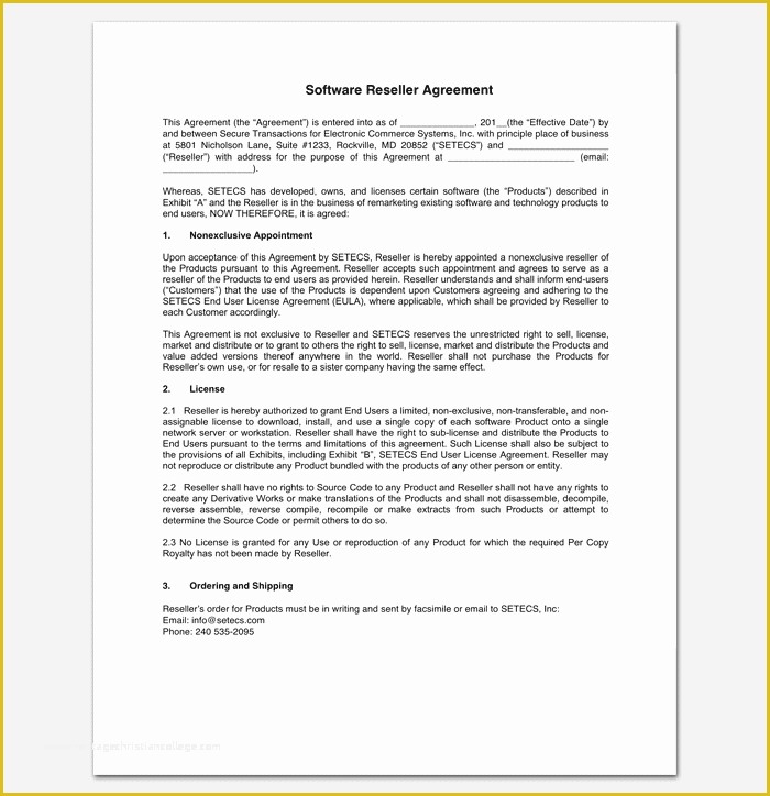 Reseller Agreement Template Free Of Reseller Agreement Template 6 Samples Examples &amp; formats