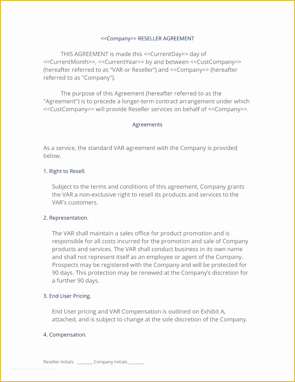 Reseller Agreement Template Free Of Reseller Var Contract 3 Easy Steps