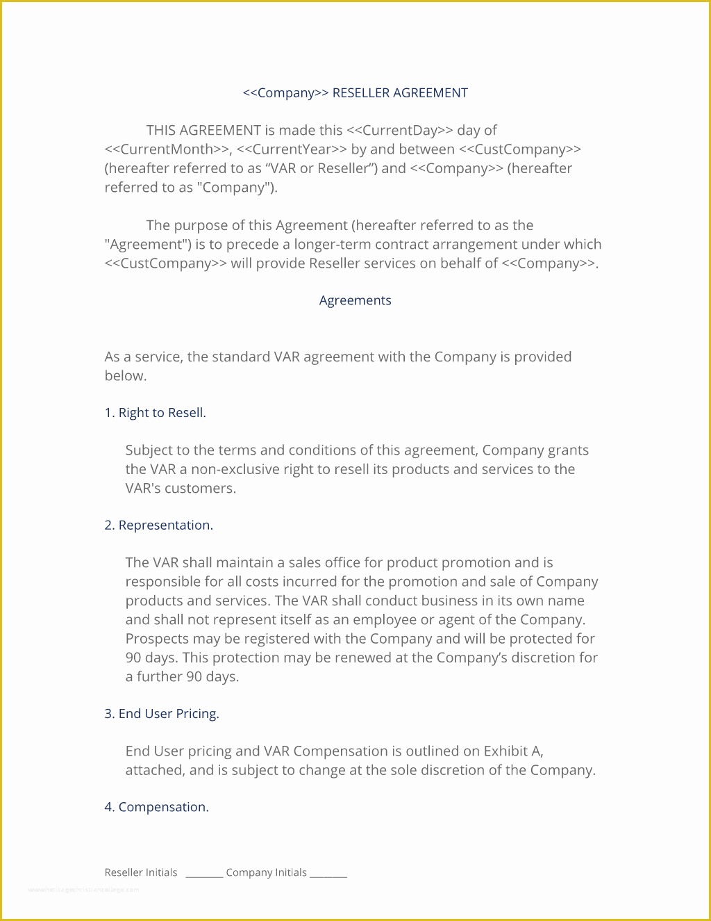 Reseller Agreement Template Free Of Reseller Var Contract 3 Easy Steps