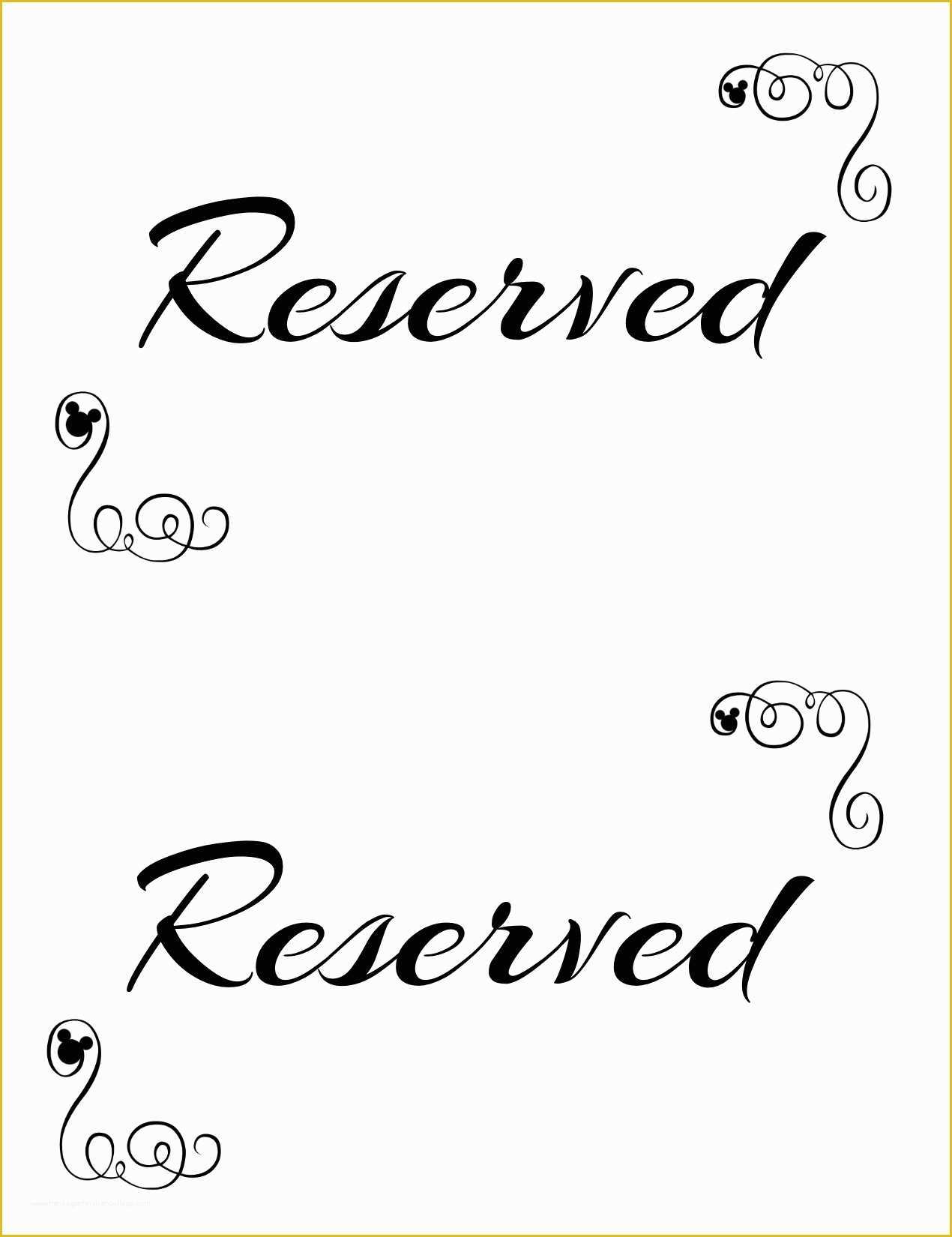Reserved Parking Sign Template Free Of Free Printable Reserved Seating Signs for Your Wedding