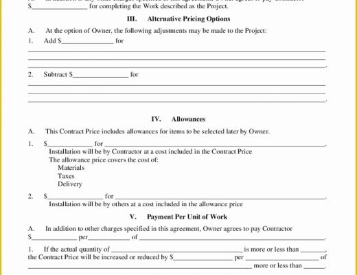 Residential Construction Contract Template Free Of Construction Contract Template