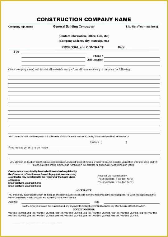 Residential Construction Contract Template Free Of Construction Contract Template