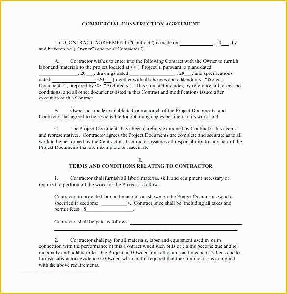 Residential Construction Contract Template Free Of Free Printable Construction Contracts – Onwebo