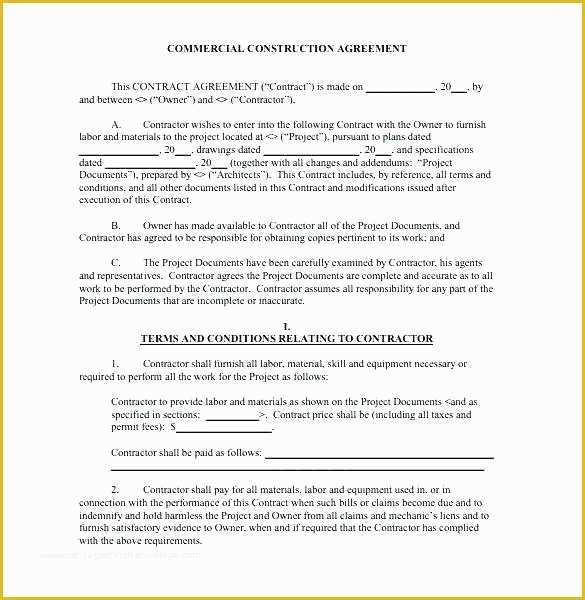 Residential Construction Contract Template Free Of Free Printable Construction Contracts – Onwebo
