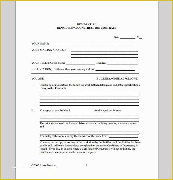 Residential Construction Contract Template Free Of Residential Construction Consulting Contract