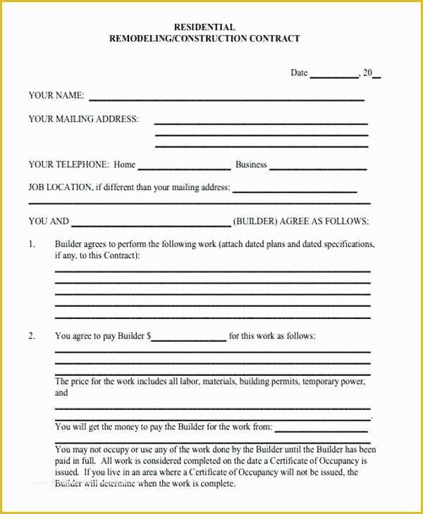 Residential Construction Contract Template Free Of Sample Agreement Templates In Word Fixed Price
