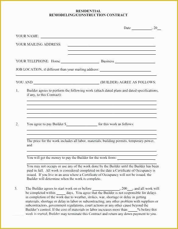 Residential Construction Contract Template Free Of Sample Construction Contract Template – Gradyjenkins