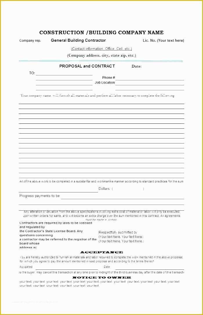 Residential Construction Contract Template Free Of Standard Construction Contract Template