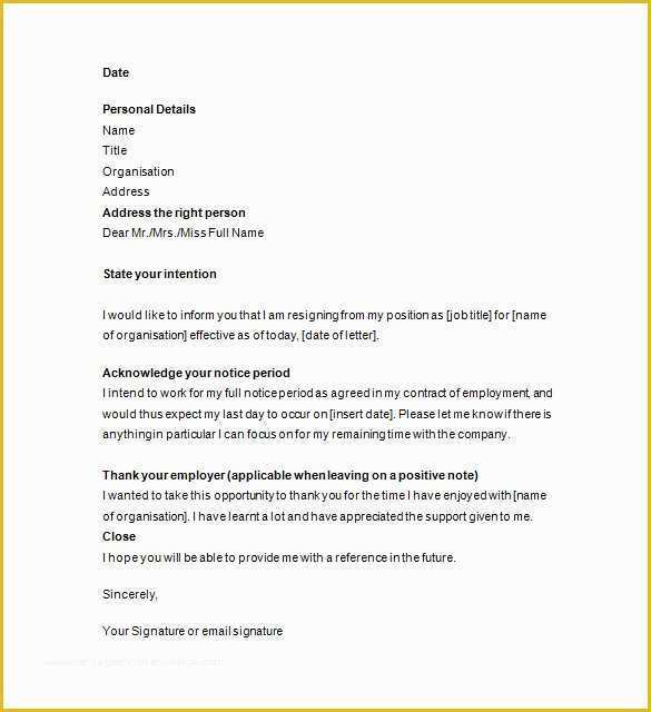 Resignation Letter Free Template Download Of 11 Resignation Notice Templates Doc Pdf
