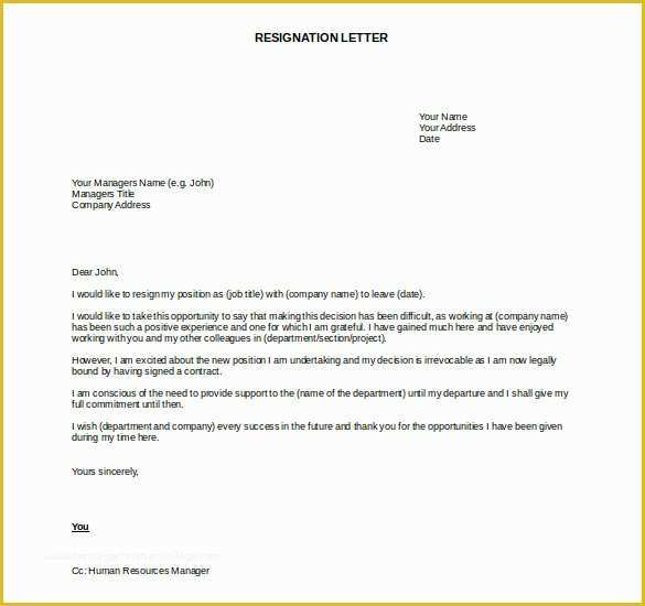 Resignation Letter Free Template Download Of 27 Resignation Letter Templates Free Word Excel Pdf