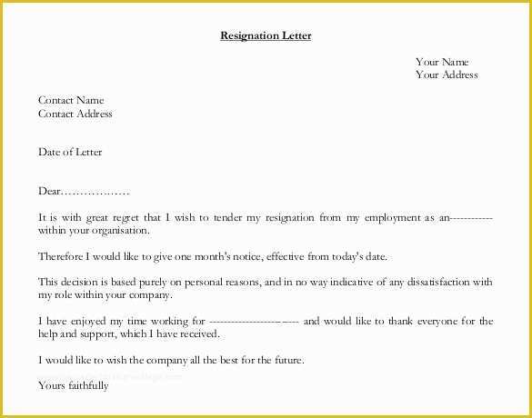 Resignation Letter Free Template Download Of 27 Resignation Letter Templates Free Word Excel Pdf