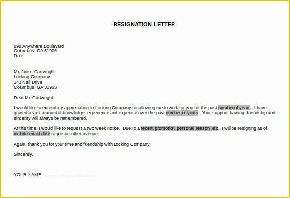 Resignation Letter Free Template Download Of 27 Resignation Letter Templates Free Word Excel Pdf