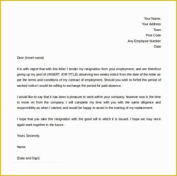 Resignation Letter Free Template Download Of 34 Two Weeks Notice Letter Templates Pdf Google Docs