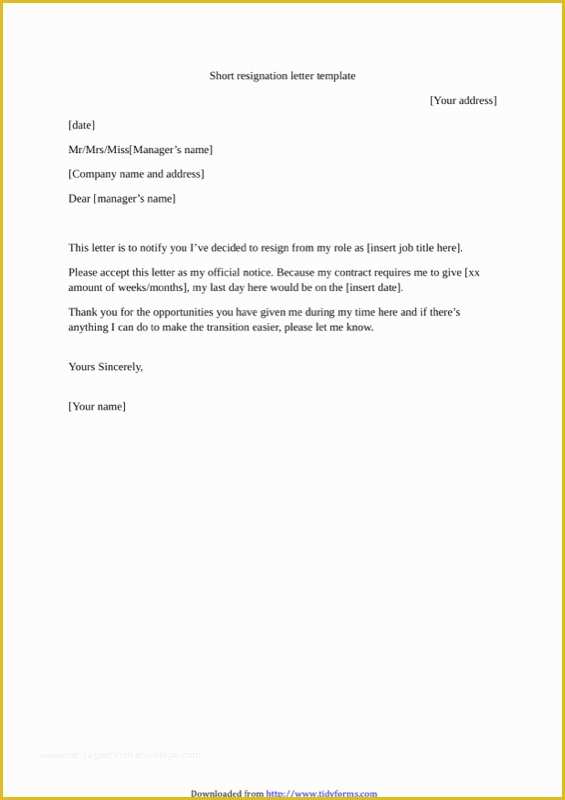 Resignation Letter Free Template Download Of Download Letter Of Resignation Template Microsoft for Free