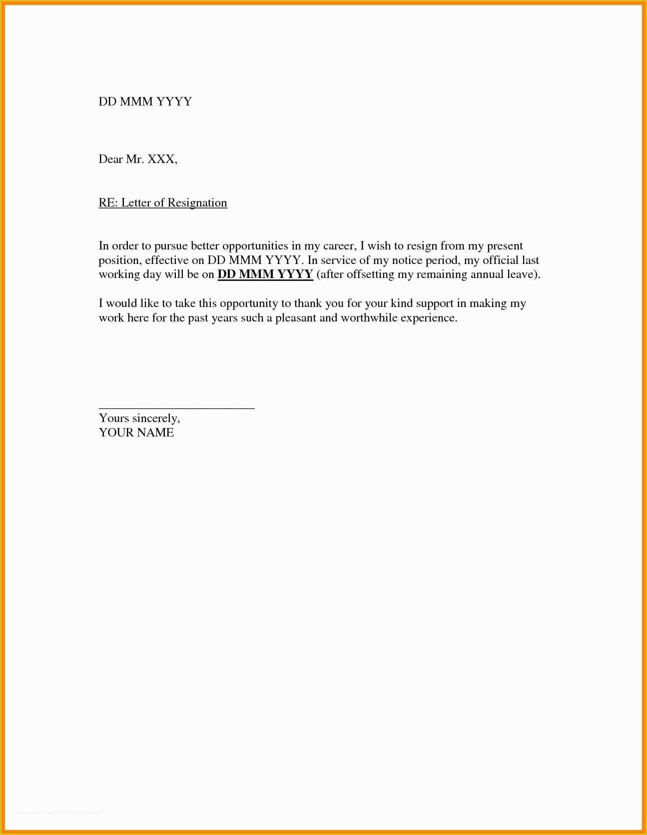 Resignation Letter Free Template Download Of Resignation Letter Free Template Download Samples