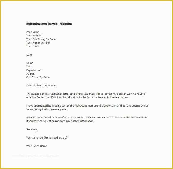 Resignation Letter Free Template Download Of Resignation Letter Templates 14 Free Sample Example
