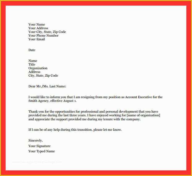 Resignation Letter Free Template Download Of Resignation Template