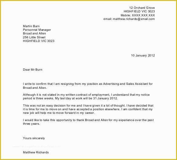 Resignation Letter Template Free Download Of 27 Resignation Letter Templates Free Word Excel Pdf