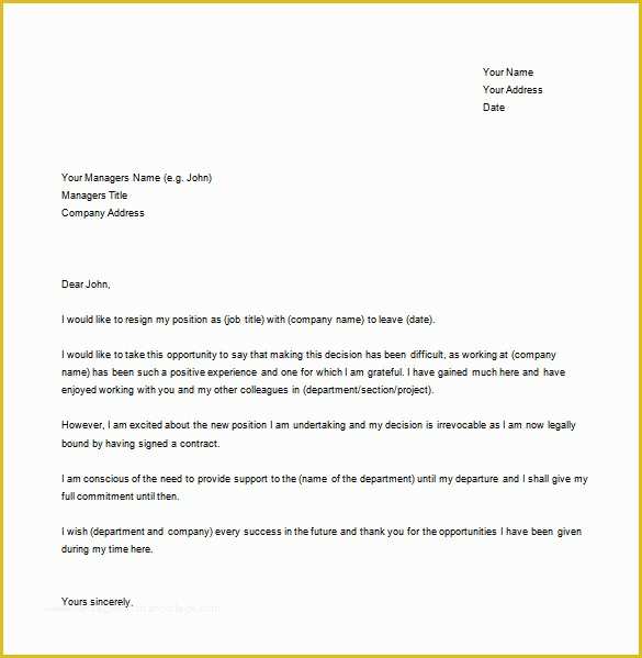 Resignation Letter Template Free Download Of 31 Simple Resignation Letter Samples