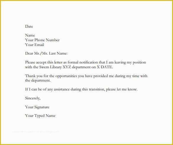 Resignation Letter Template Free Download Of Resignation Letter formats 10 Free Word Excel Pdf