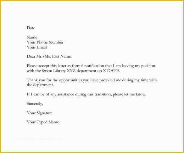 Resignation Letter Template Free Download Of Resignation Letter formats 10 Free Word Excel Pdf