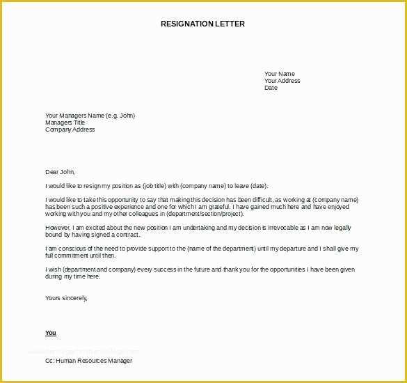 Resignation Letter Template Free Download Of Resignation Letter Word Free Doc format Resignation Letter