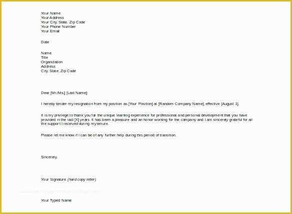 Resignation Letter Template Free Download Of Template Resignation Letter Email Resignation Letter