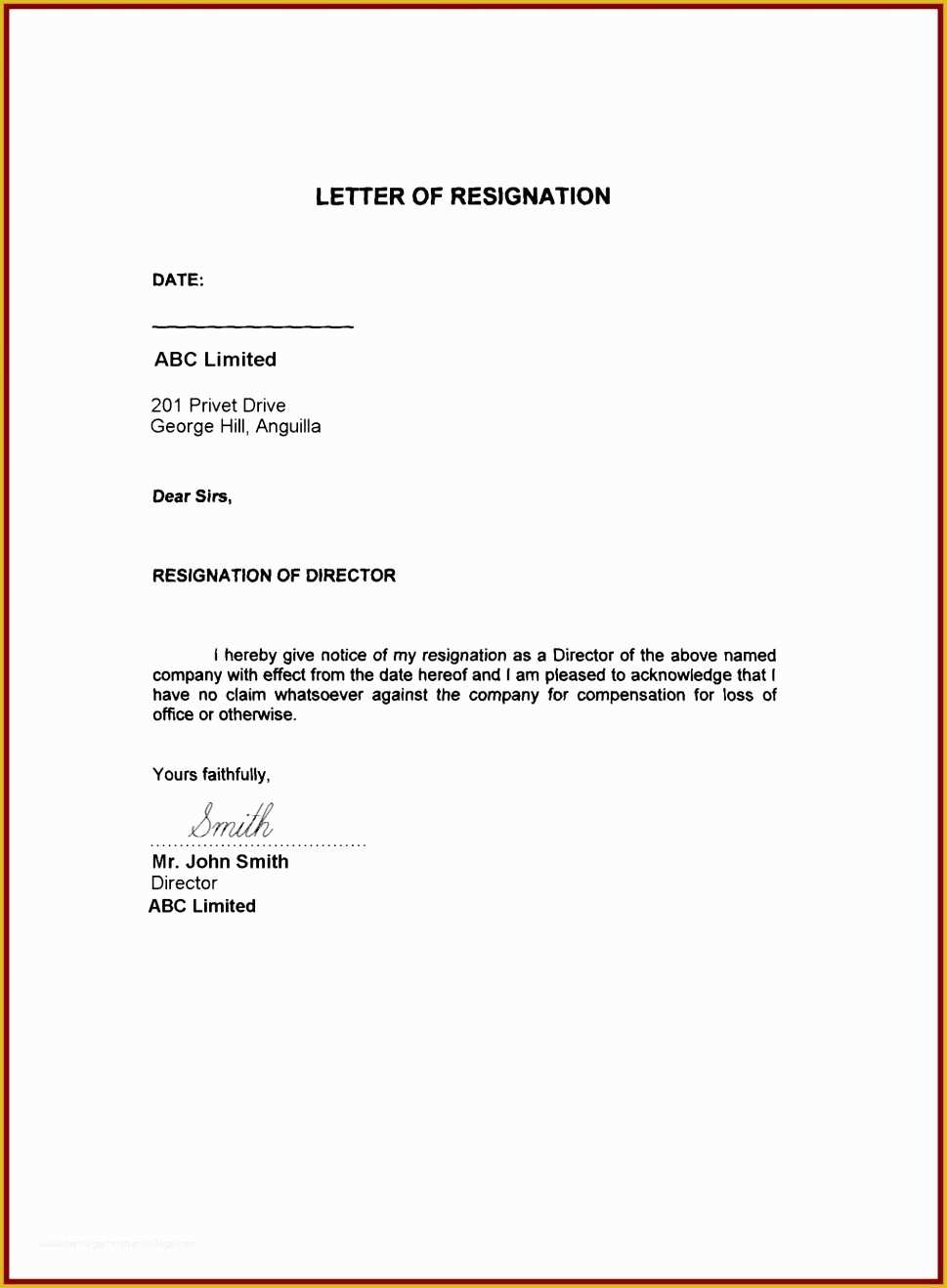 Resignation Letter Template Free Of 19 Sample Resignation Letter
