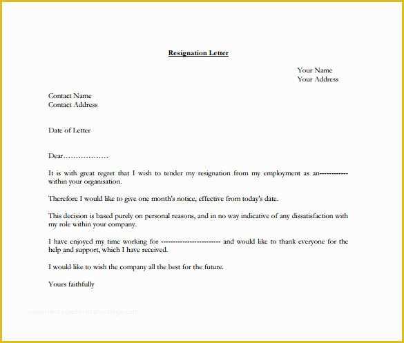 Resignation Letter Template Free Of 21 Professional Resignation Letter Templates Pdf Doc