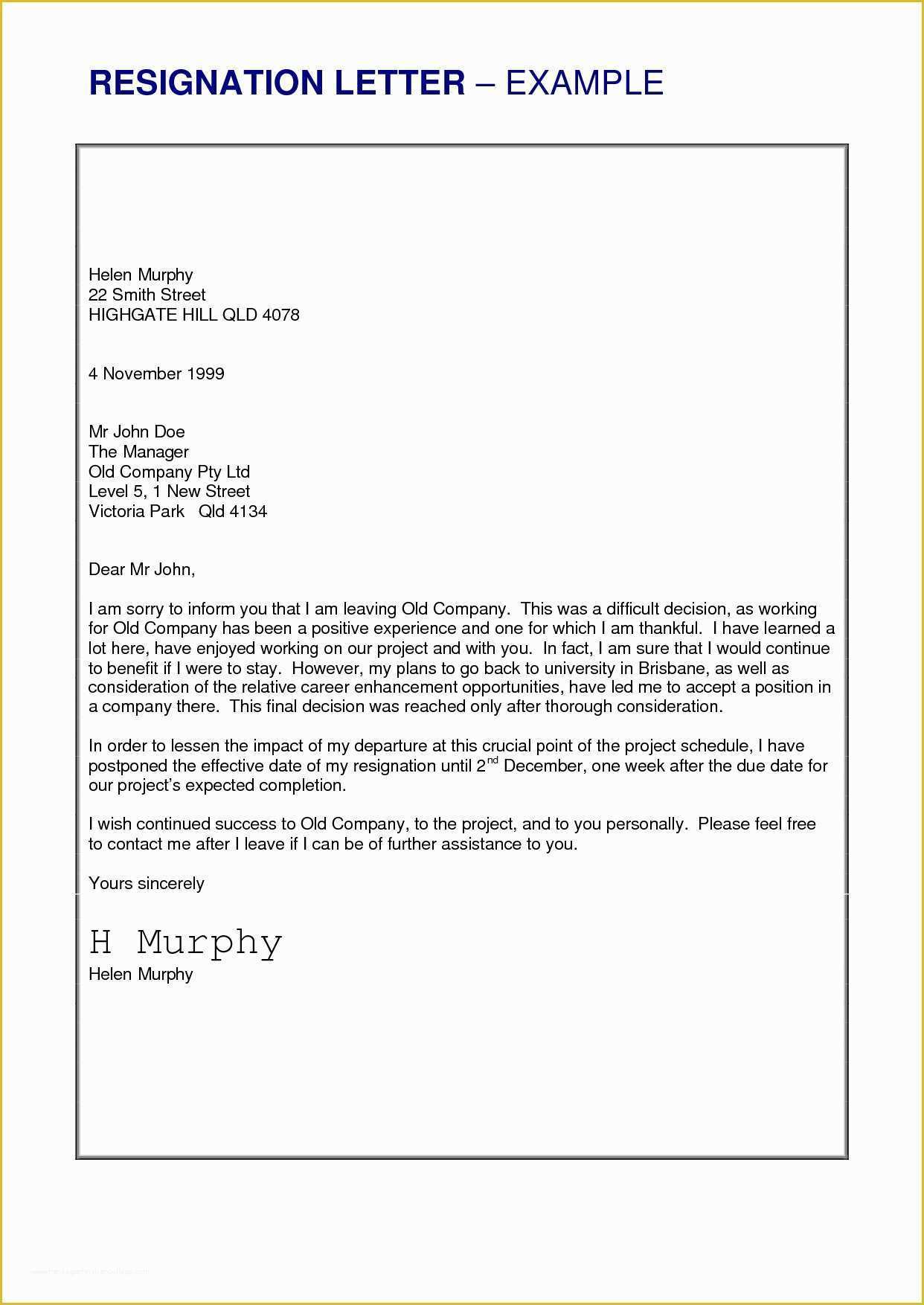 Resignation Letter Template Free Of Free Resignation Letter Template Microsoft Word Download