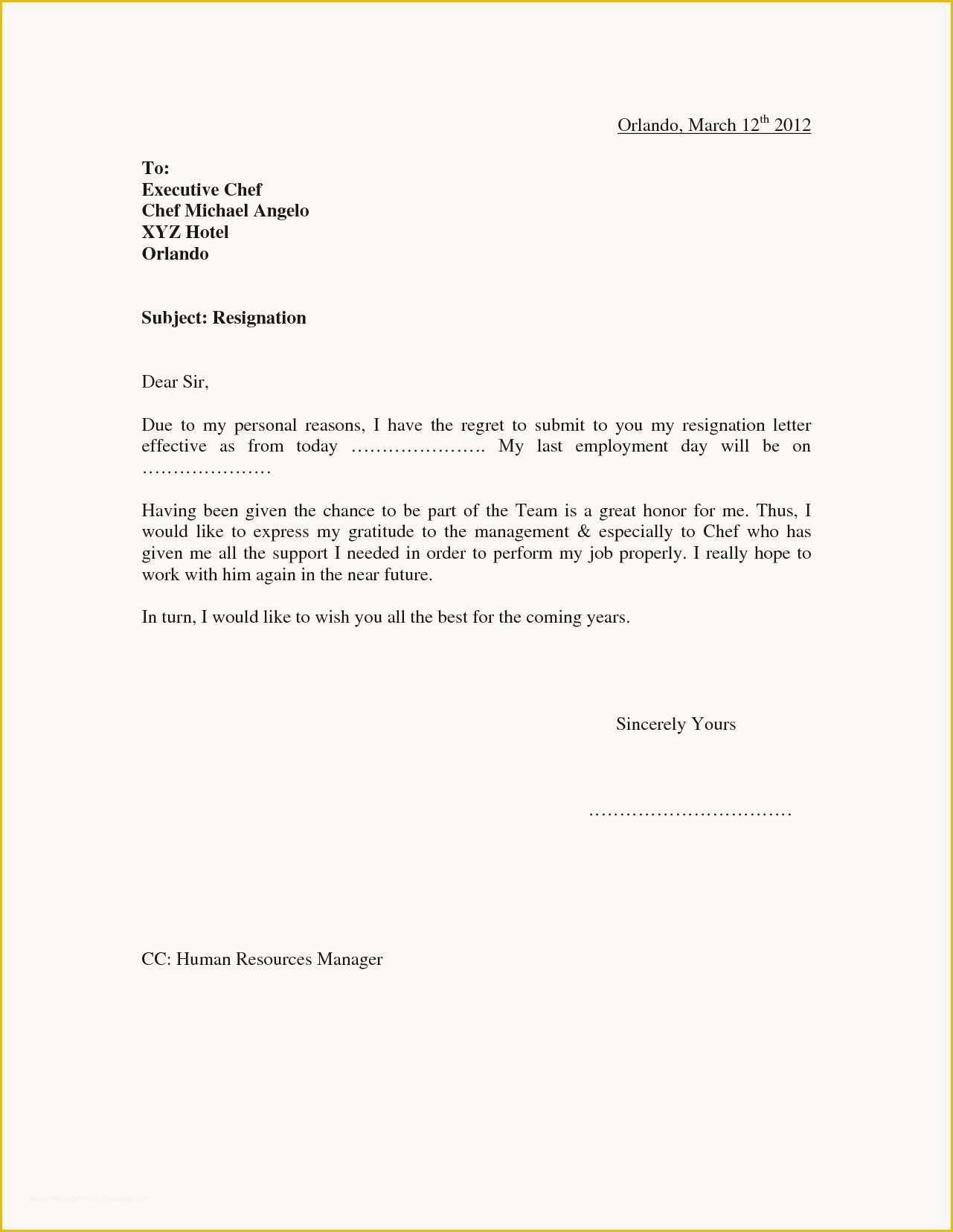 Resignation Letter Template Free Of New Sample Resignation Letter Template Email